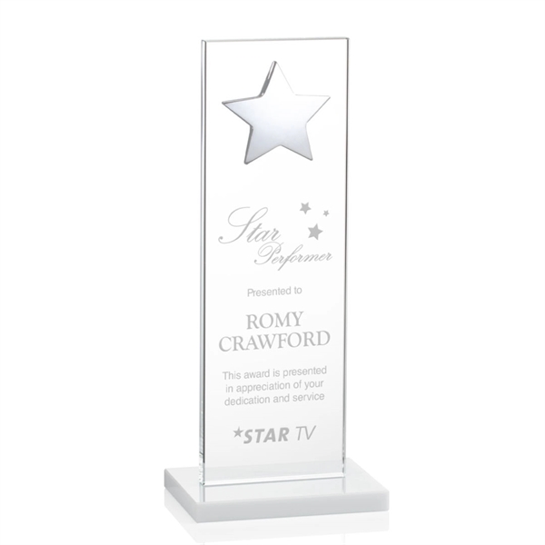 This illustrious Starfire Crystal award stands upright on an elegant White... from ASI 84592 St Regis Group / St Regis