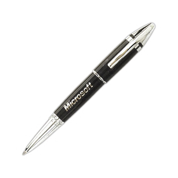 Solid brass twist action ballpoint pen with black ink, crushed seashell-like... from ASI 90859 Tempo Industries Inc / TimeNet
