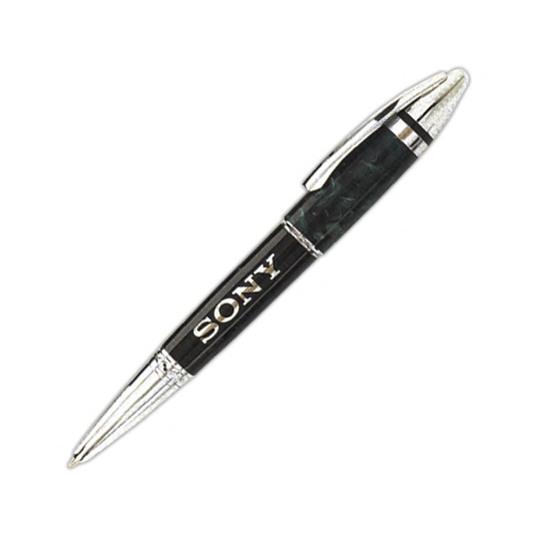 Solid brass twist action ballpoint pen with black ink, crushed seashell-like... from ASI 90859 Tempo Industries Inc / TimeNet