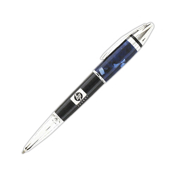 Solid brass twist action ballpoint pen with black ink, crushed seashell-like... from ASI 90859 Tempo Industries Inc / TimeNet
