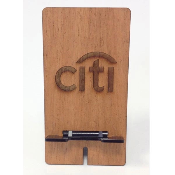 5.75" x 3" Smart Spot phone accessory stand-up. Natural Wood Veneer,Charger... from ASI 68207 MAC Specialties Ltd