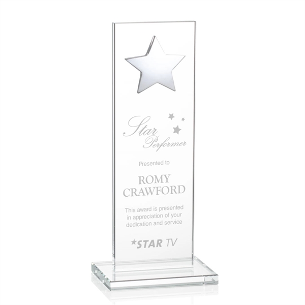 This illustrious Starfire Crystal award stands upright on an elegant Starfire... from ASI 84592 St Regis Group / St Regis