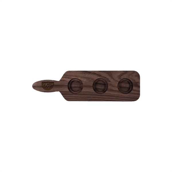 14" x 4" x 3/4" walnut wood three-slot beverage flight paddle... from ASI 74601 Calico
