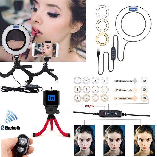 8" Selfie Ring Light + Tripod + Bluetooth Remote Shutter.... from ASI 79909 Promotek