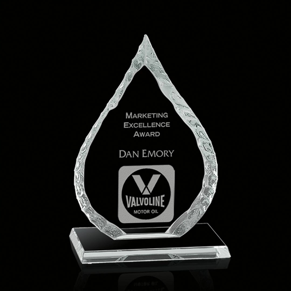 Iceberg Oil Drop Award- 3/8" Starfire.... from ASI 84592 St Regis Group / Prestige Glass
