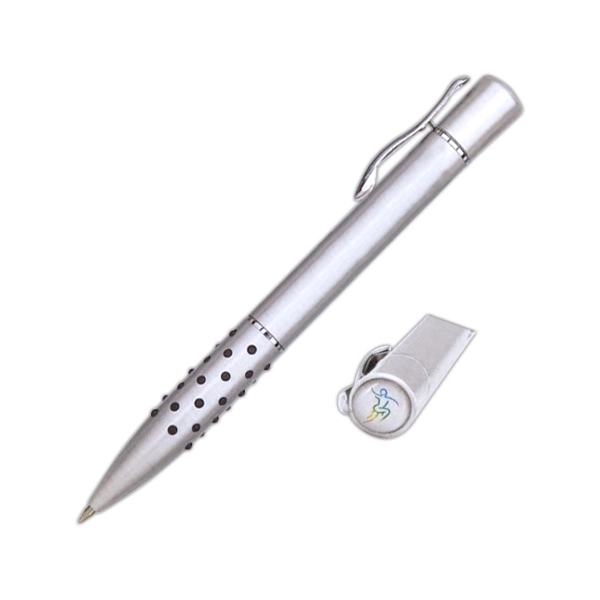 Contemporary design satin chrome ballpoint pen.... from ASI 40544 Binaco / Binaline