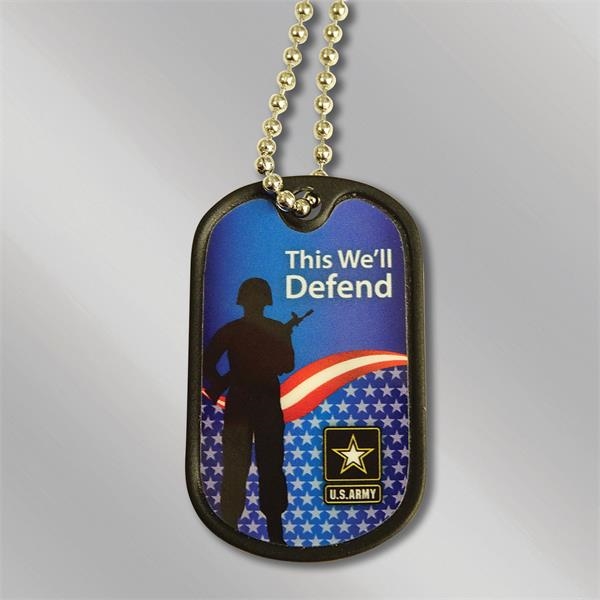 Digitally printed dog tag on a 30" ball chain.... from ASI 55610 Gempire/Floral Promotions