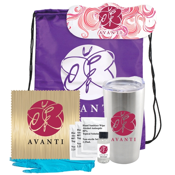 Gift set with drawstring backpack, face mask, 20 oz. stainless steel... from ASI 44900 NC Custom (CI/Lanco) / Lanco