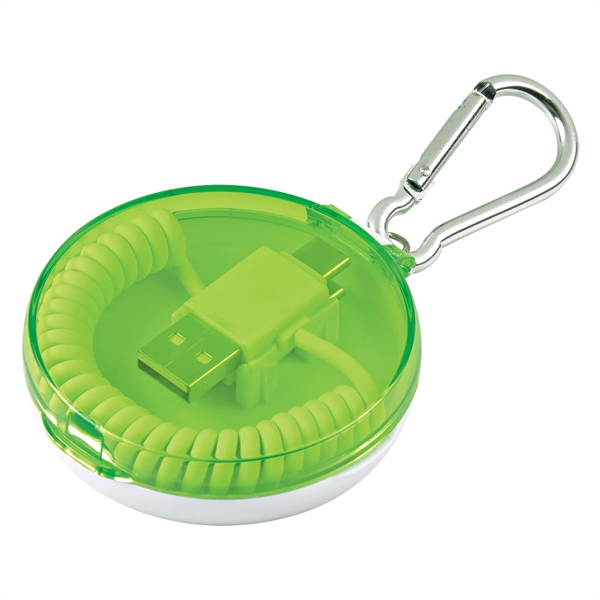 Plastic travel case with carabiner and 4-in-1 charging cables. Compatible w/... from ASI 61125 Hit Promotional Products / Hit®