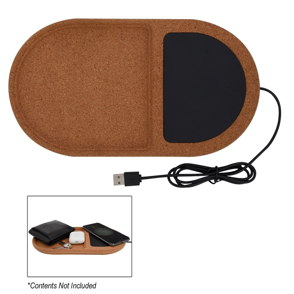 Cork desktop organizer with a wireless Qi charger for your phone.... from ASI 61125 Hit Promotional Products / Hit®