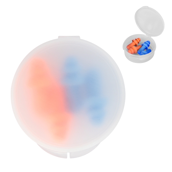Ear plugs in a travel case for silencing the noise around... from ASI 61125 Hit Promotional Products / Hit®