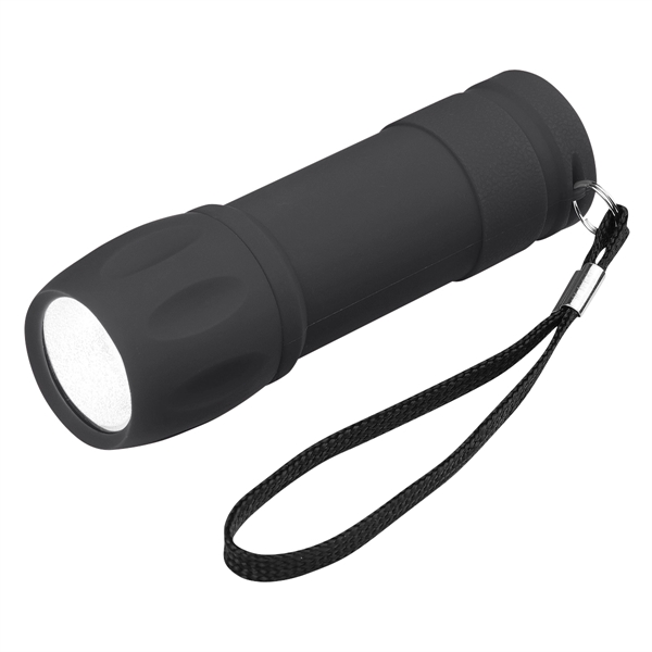 Bright white COB flashlight with a rubberized finish, a strap, and... from ASI 61125 Hit Promotional Products / Hit®