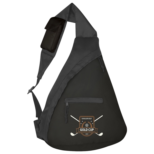Sling backpack made of 210 denier polyester with front zippered pocket.... from ASI 61125 Hit Promotional Products / Hit®