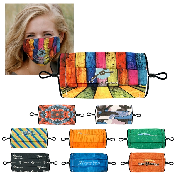 Single Pleat Full Color Fabric Face Mask... from ASI 30208 A P Specialties / AP Specialties