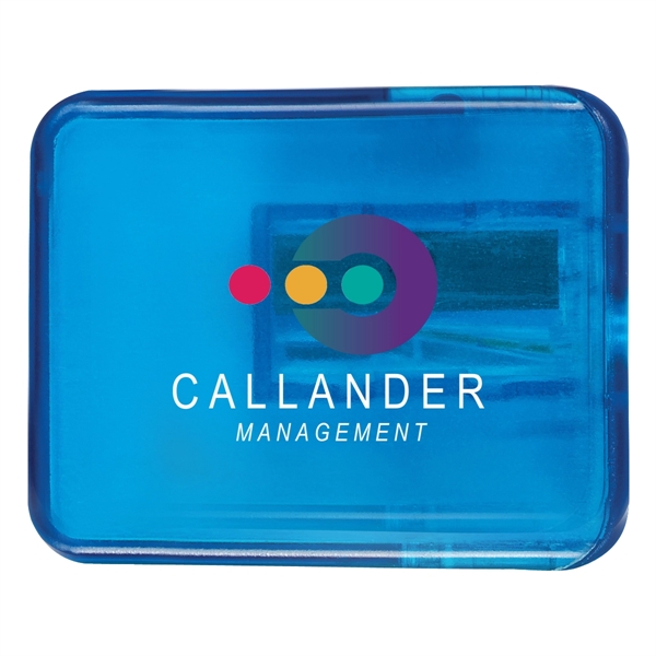 Manual pencil sharpener available in various translucent colors with flip top... from ASI 61125 Hit Promotional Products / Hit®