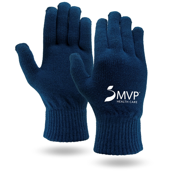 Touchscreen gloves, navy blue acrylic knit... from ASI 62192 Illinois Glove Co / Honest Abe®