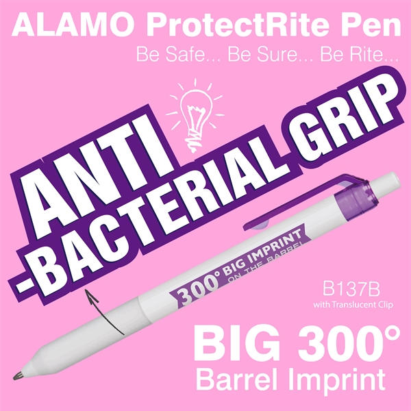 Retractable style pen with translucent clip, co-molded soft grip with an... from ASI 82498 RiteLine LLC