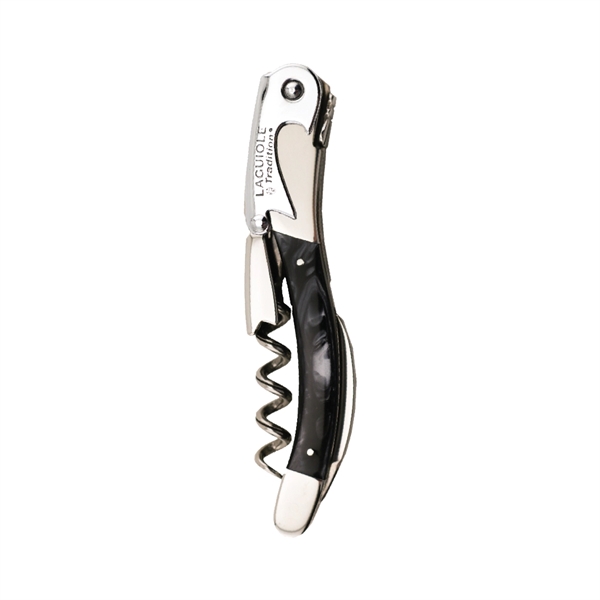 Handcrafted two-lever corkscrew with a black with pearl Plexi translucent thermoplastic... from ASI 55450 Franmara Inc
