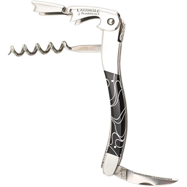 Handcrafted two-lever corkscrew with a black with lines Plexi translucent thermoplastic... from ASI 55450 Franmara Inc