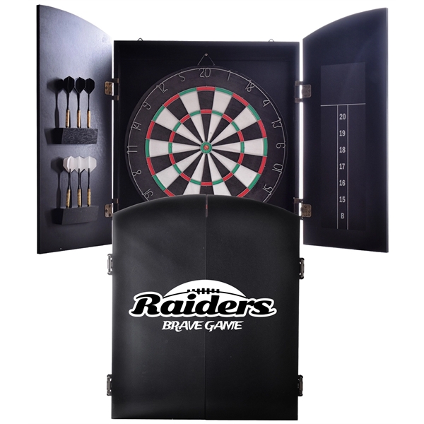 Custom  dart board with solid wood casing, metal hinges and... from ASI 76730 Peerless Umbrella Co Inc