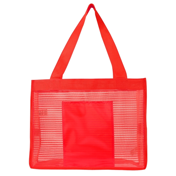 Nylon mesh/210D polyester sheer striped tote bag... from ASI 61125 Hit Promotional Products / Hit®