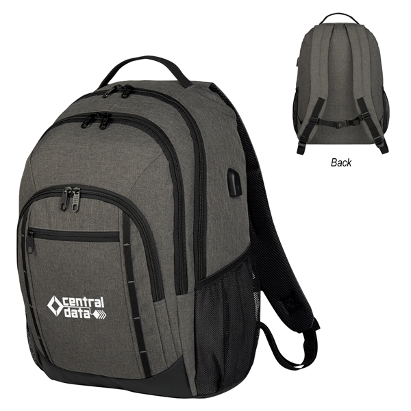 14" x 18" x 5 1/2" gray backpack made of polyester... from ASI 61125 Hit Promotional Products / Hit®