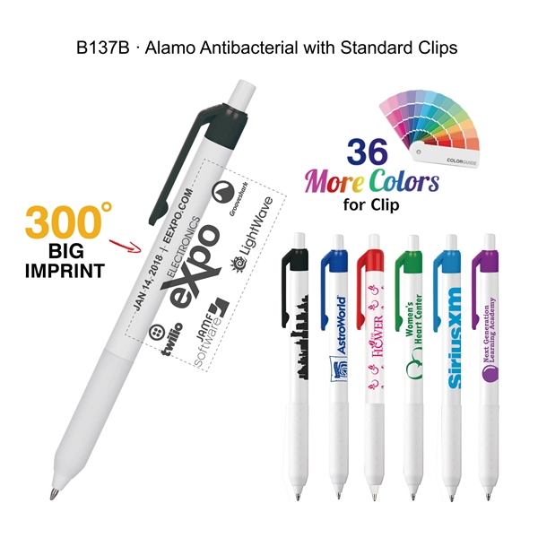 Retractable style pen with opaque clip, co-molded soft grip with an... from ASI 82498 RiteLine LLC