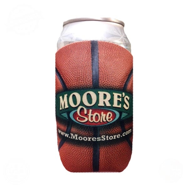 Premium Full Color Dye Sublimated Collapsible Foam Basketball Shaped Can Insulator.... from ASI 63009 J I T Manufacturing Inc / Just in Time JIT Promo