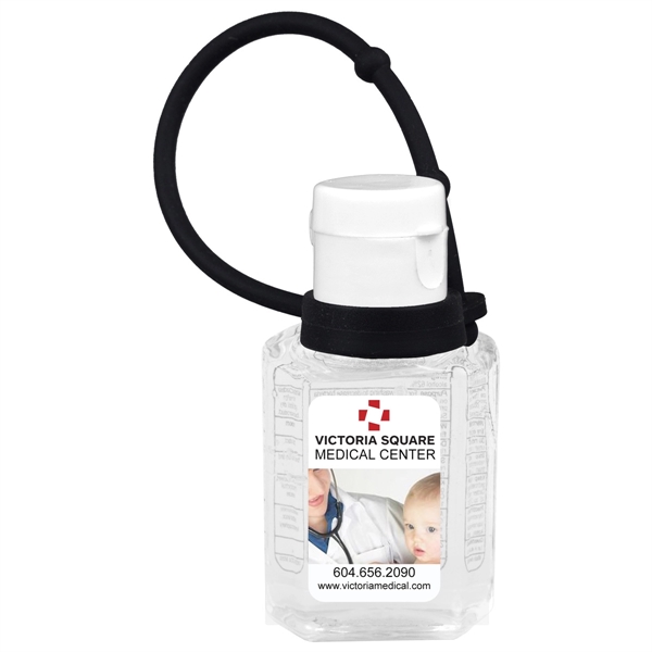 One ounce plastic bottles of hand sanitizer with silicone bottle leash.... from ASI 62660 Innovation Line