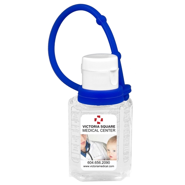 One ounce plastic bottles of hand sanitizer with silicone bottle leash.... from ASI 62660 Innovation Line