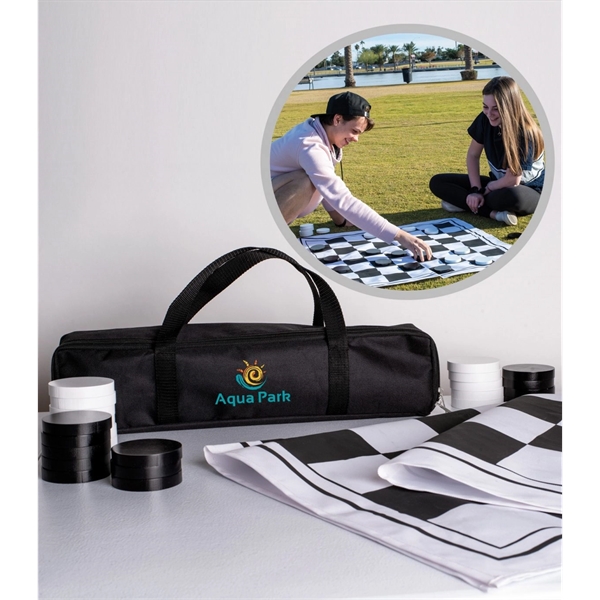 36" x 36" giant checkers game set with black and white... from ASI 76730 Peerless Umbrella Co Inc / Threads By Peerless