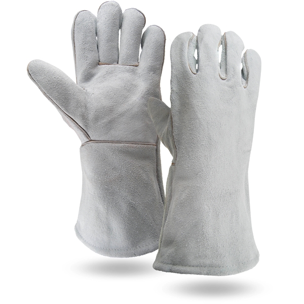 Suede cowhide leather welder / fireplace gloves with partially welted seams.... from ASI 62192 Illinois Glove Co / Honest Abe®