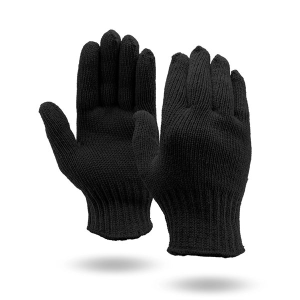 Black knit work gloves, medium weight, made in USA.... from ASI 62192 Illinois Glove Co / Honest Abe®