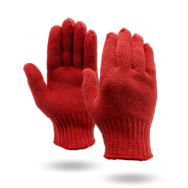 Red knit work gloves, medium weight, made in USA.... from ASI 62192 Illinois Glove Co / Honest Abe®