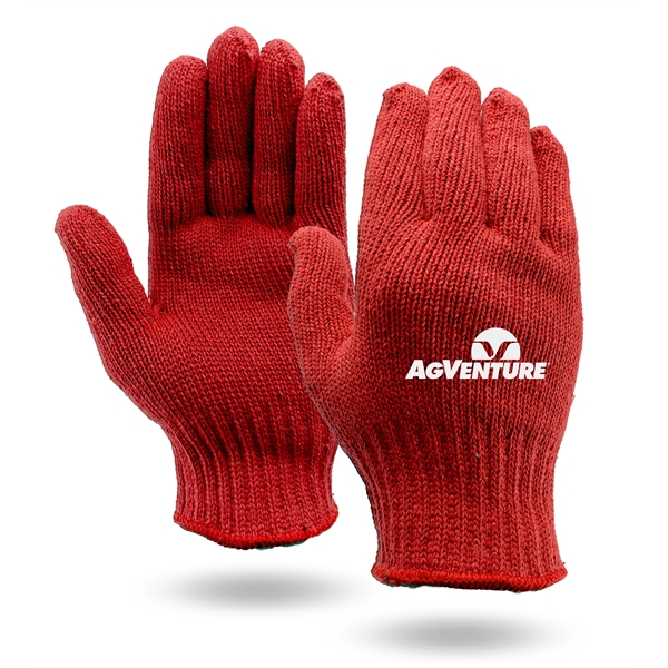 Red knit work gloves, medium weight, made in USA.... from ASI 62192 Illinois Glove Co / Honest Abe®