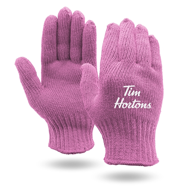 Pink knit work gloves, medium weight, made in USA.... from ASI 62192 Illinois Glove Co / Honest Abe®