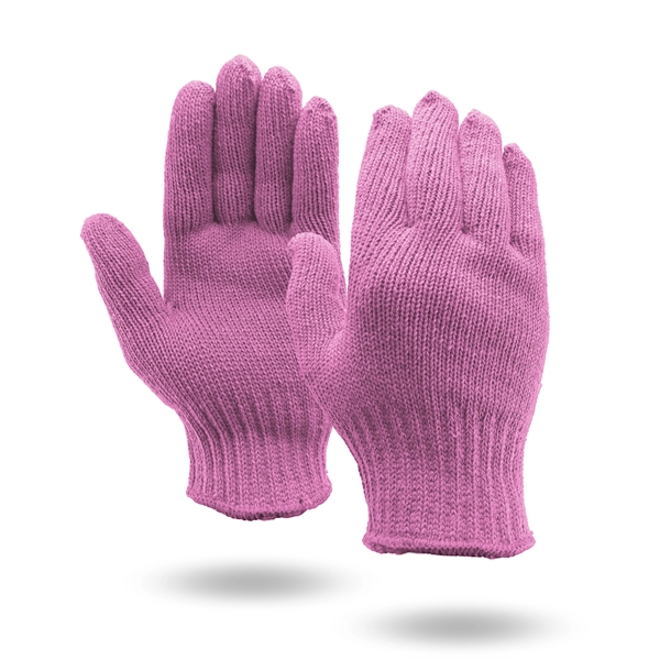 Pink knit work gloves, medium weight, made in USA.... from ASI 62192 Illinois Glove Co / Honest Abe®