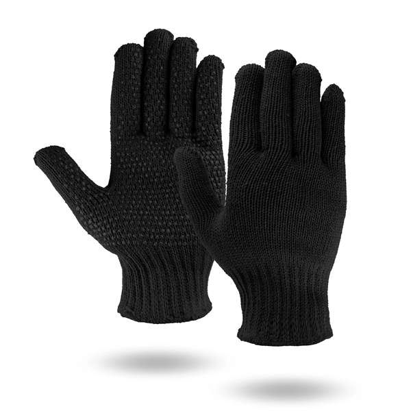 Black knit work and freezer gloves, black PVC dots on palms.... from ASI 62192 Illinois Glove Co / Honest Abe®