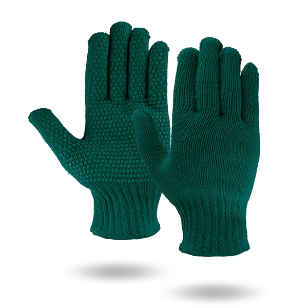 Green knit work and freezer gloves, green PVC dots on palms.... from ASI 62192 Illinois Glove Co / Honest Abe®