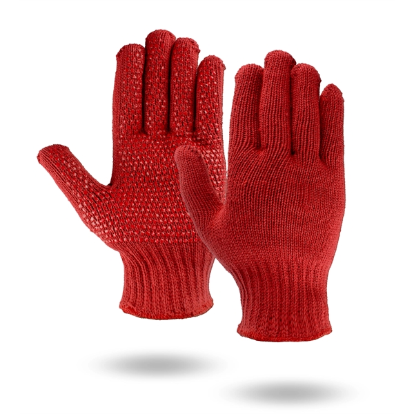 Red knit work and freezer gloves, red PVC dots on palms.... from ASI 62192 Illinois Glove Co / Honest Abe®