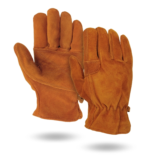 Premium suede cowhide leather work gloves with thumb and palm patch.... from ASI 62192 Illinois Glove Co / Honest Abe®