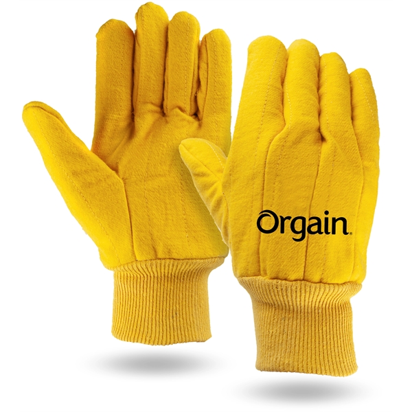 Quilted yellow chore work gloves with knit wrist.... from ASI 62192 Illinois Glove Co / Honest Abe®