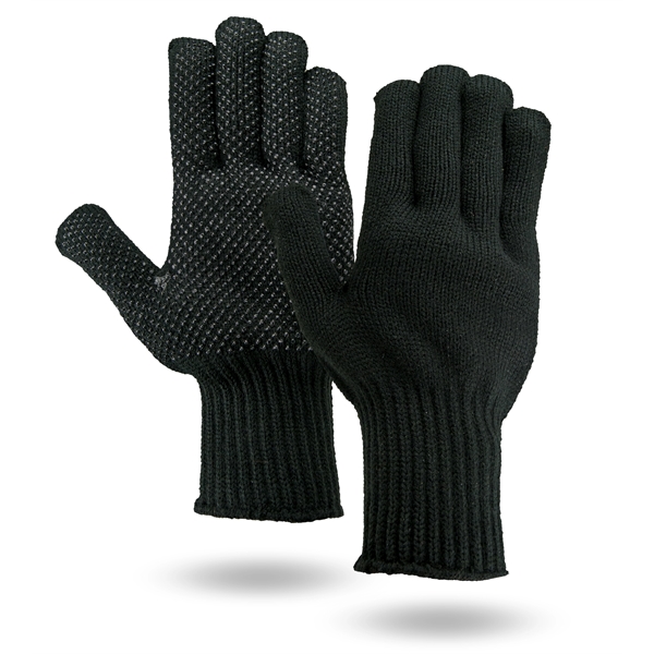 Extra warm black knit work and freezer gloves, black PVC dots... from ASI 62192 Illinois Glove Co / Honest Abe®