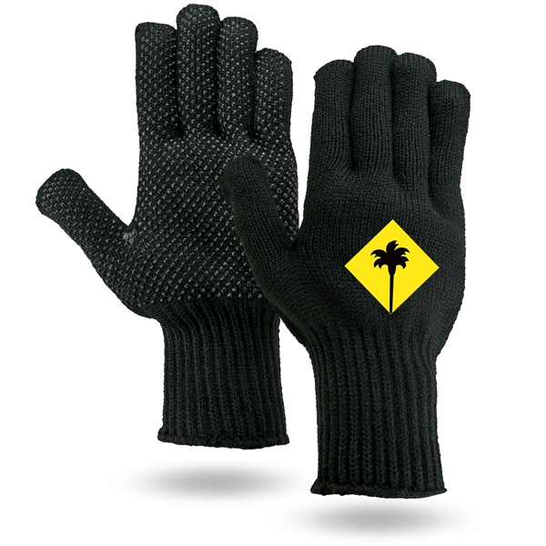 Extra warm black knit work and freezer gloves, black PVC dots... from ASI 62192 Illinois Glove Co / Honest Abe®