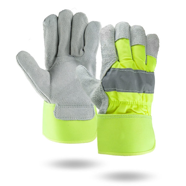 Hi-Viz suede cowhide leather palm work gloves.... from ASI 62192 Illinois Glove Co / Honest Abe®