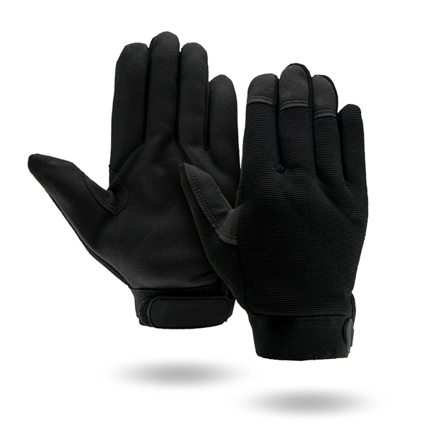 Mechanics gloves, black synthetic suede palm, black spandex back.... from ASI 62192 Illinois Glove Co / Honest Abe®
