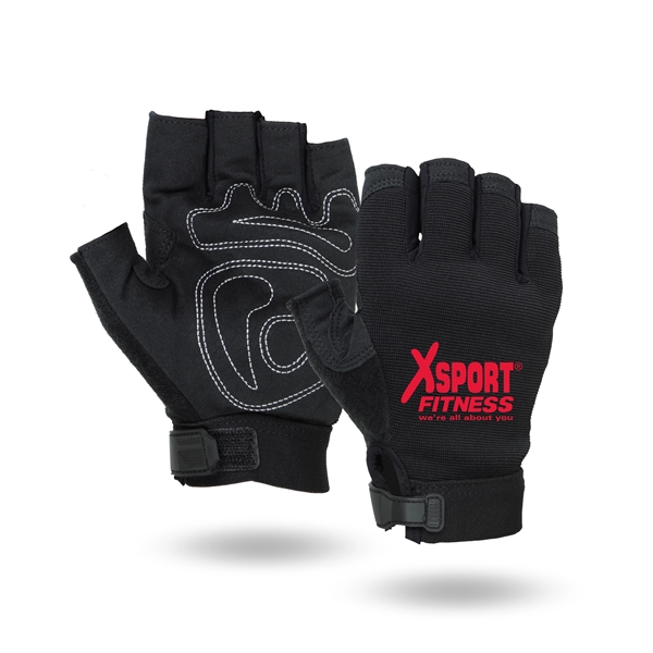Sports gloves, black synthetic suede reinforced palm, black spandex back.... from ASI 62192 Illinois Glove Co / Honest Abe®