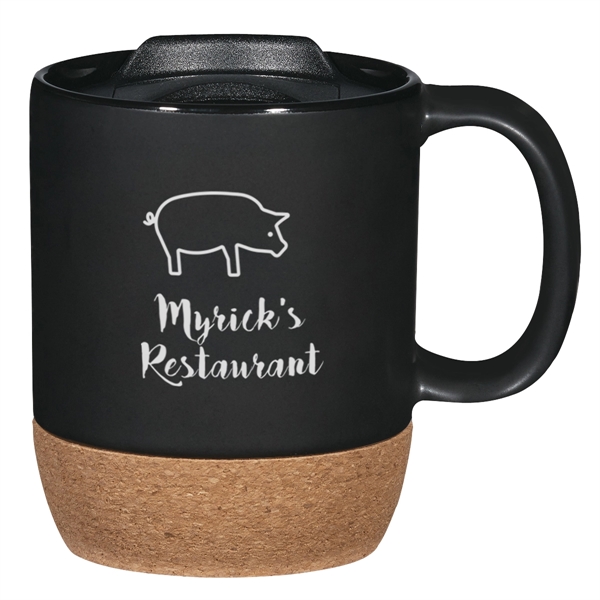 14 oz. mug with cork base that protects hands and surfaces... from ASI 61125 Hit Promotional Products / Hit®