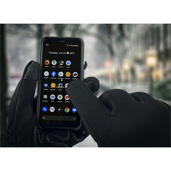 Touchscreen Winter Mechanics gloves, black synthetic suede palm, black spandex back.... from ASI 62192 Illinois Glove Co / Honest Abe®