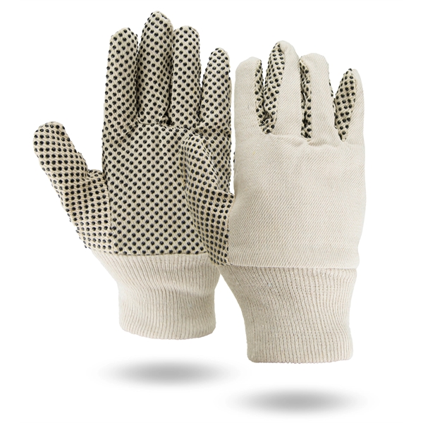 Canvas work gloves with PVC grip dots on palm.... from ASI 62192 Illinois Glove Co / Honest Abe®